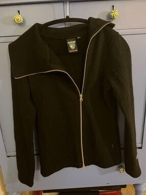 Kuhl Black Zip-Front Wool-Blend Knit Jacket